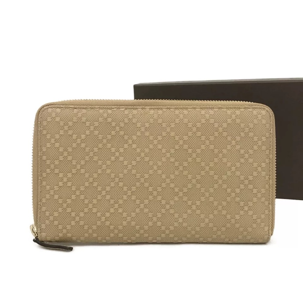 GUCCI Diamante PVC Leather Zip Around Long Wallet